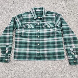 Stio Women Plaid Midweight Flannel Shirt Green Long Sleeve Size S Outdoor Casual